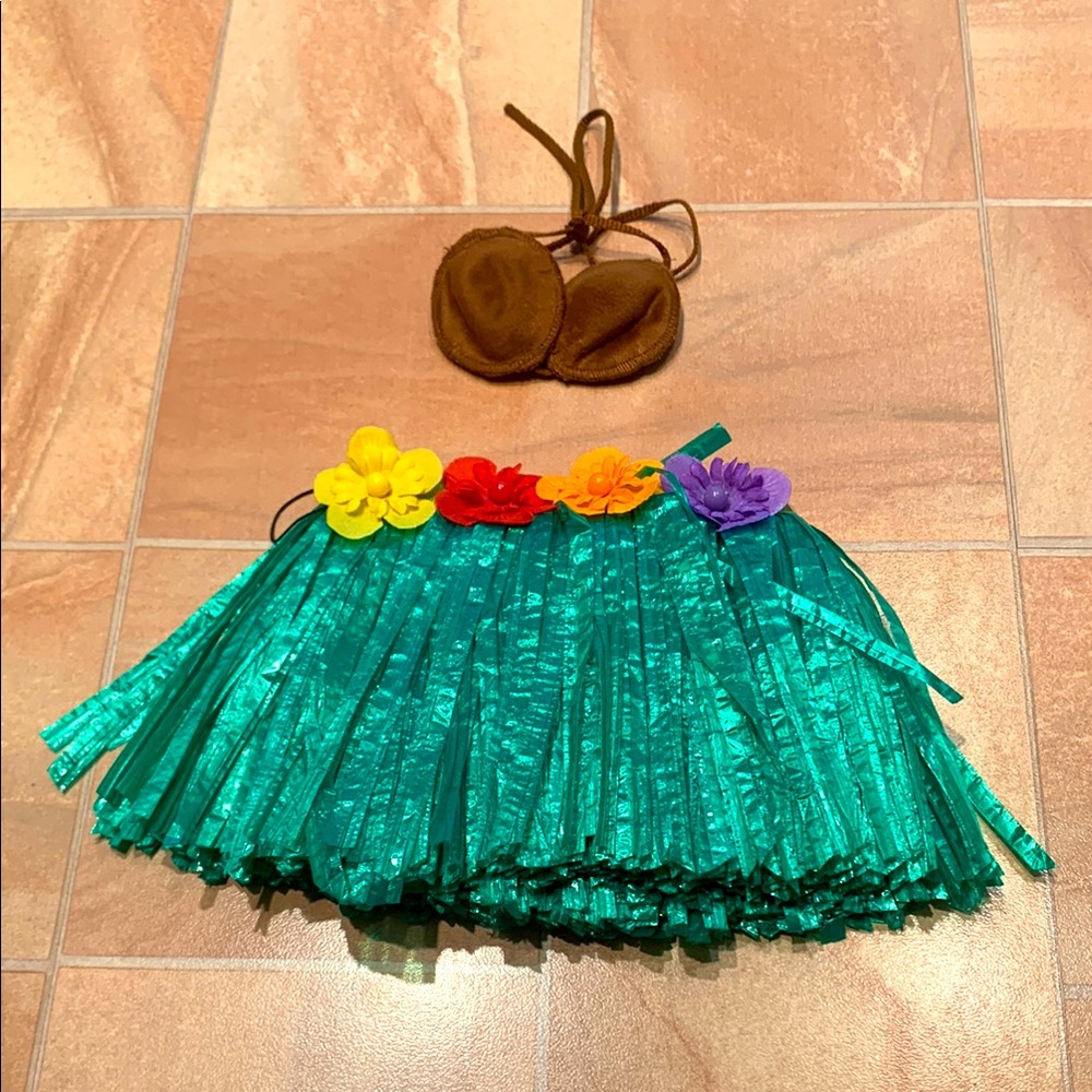 Build-A-Bear Green Hula Skirt with Colorful Flowers